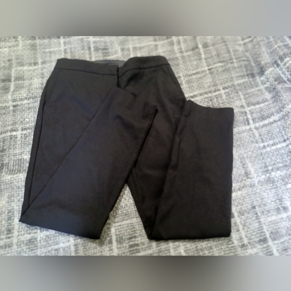 Zara Black Mid Rise Straight Leg Crop Ankle Office Trousers Dress Pants Size L